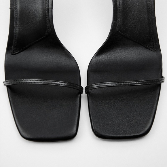 ❌SOLD❌NEW ZARA MINIMALIST HEELED LEATHER SANDALS SIZE 10(41) - Picture 7 of 11